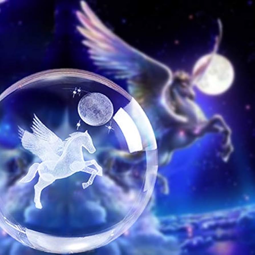 Amazon.co.jp: 水晶球 80mm 3Dレーザー刻印ミニチュアペガサス