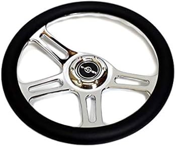 Amazon | 14インチ レザーステアリング ハンドル 4本スポーク スタンス
