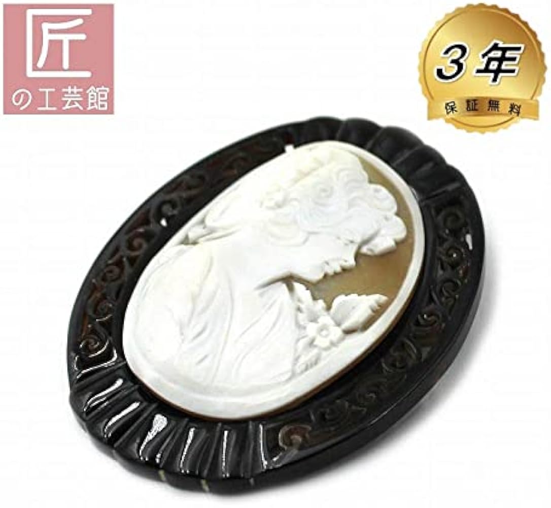 Amazon | 本べっ甲枠 カメオ ブローチ ペンダントにもなる 2WAY（のし