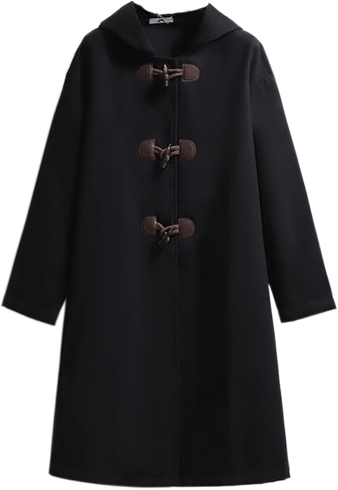 Amazon | 大きいサイズ レディース ダッフルコート 黒 薄手 ロング丈