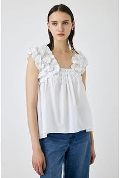 Amazon | [マウジー] SHOULDER FRILLS トップス BLK FREE | シャツ