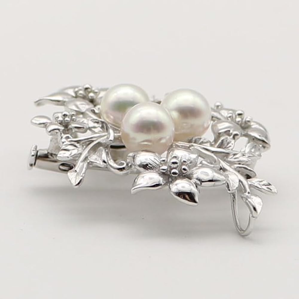 Amazon | 真珠 パール ブローチ あこや真珠 パール ブローチ 7mm-7.5mm