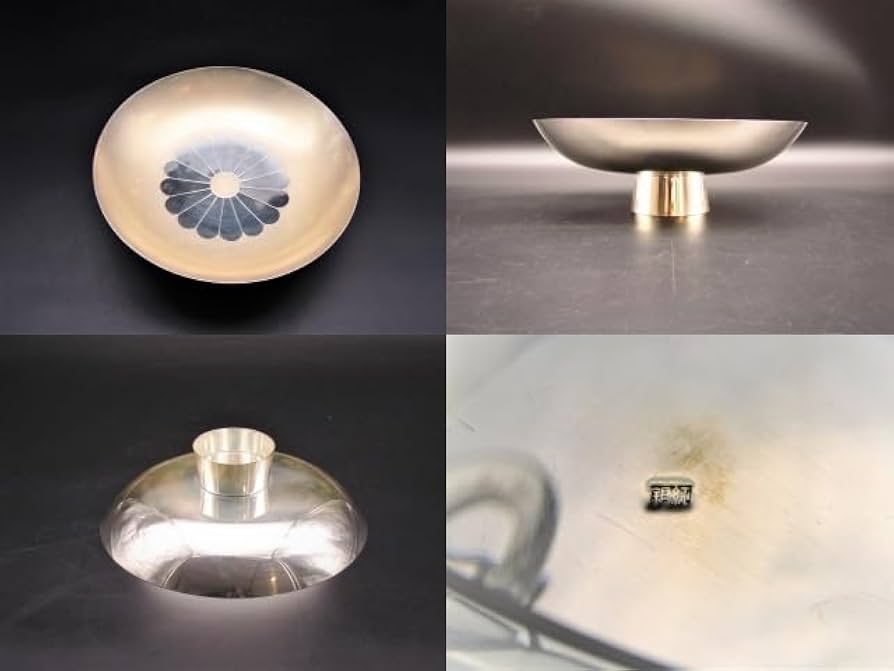 Amazon.co.jp: 呉杉堂造 純銀製 銀杯 三重盃 純銀三ツ組盃 皇室十六菊