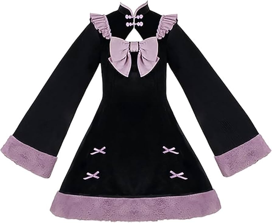 Amazon.co.jp: 華ロリ ロリータ ワンピース チャイナドレス 黒 紫