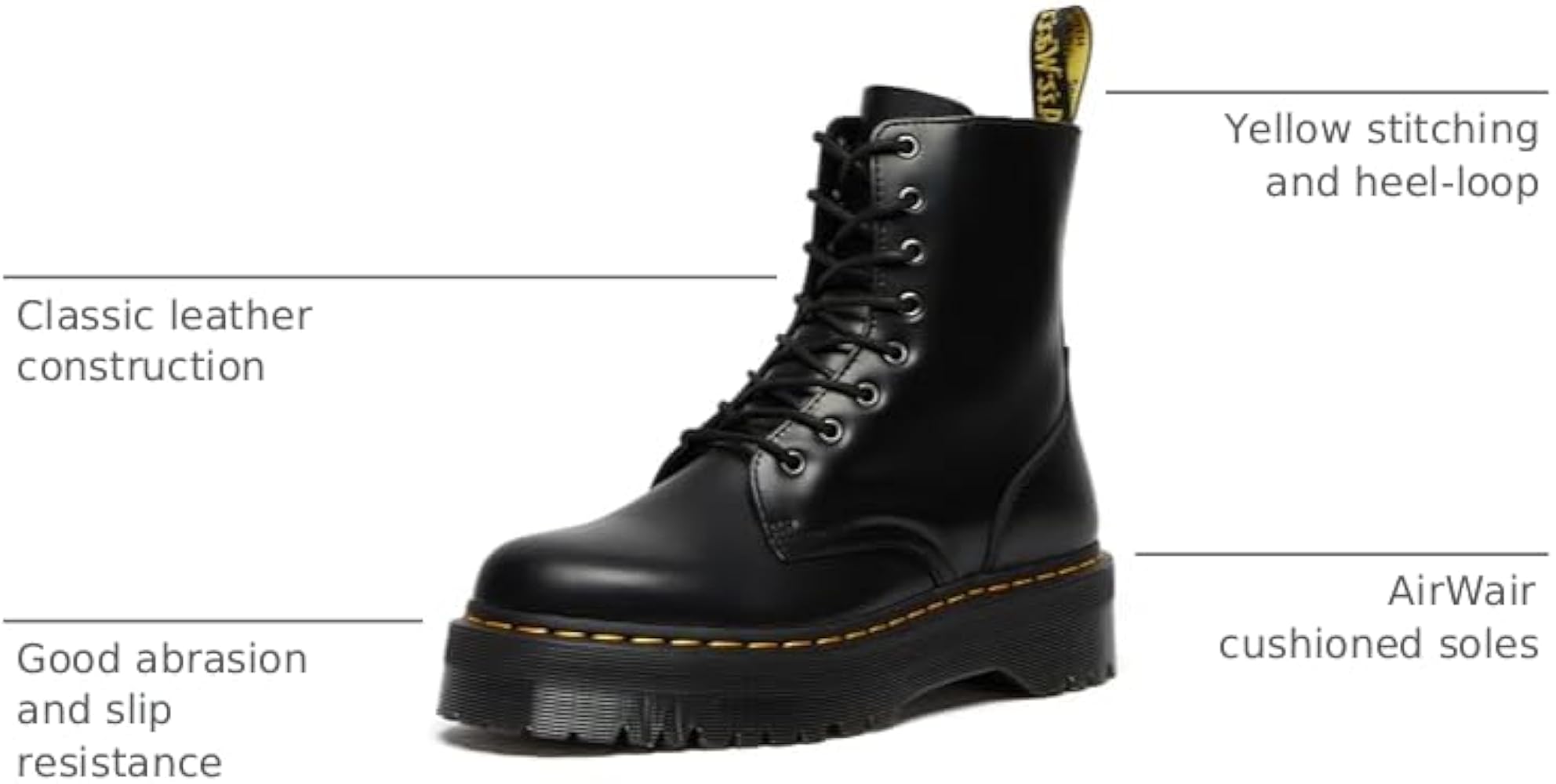 Amazon.com | Dr. Martens Women's Jadon Boot,Black Polished Smooth