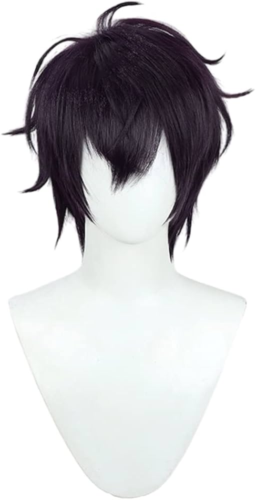 Amazon.co.jp: コスプレウィッグ 佐伯イッテツ 濃いパープル 耐熱