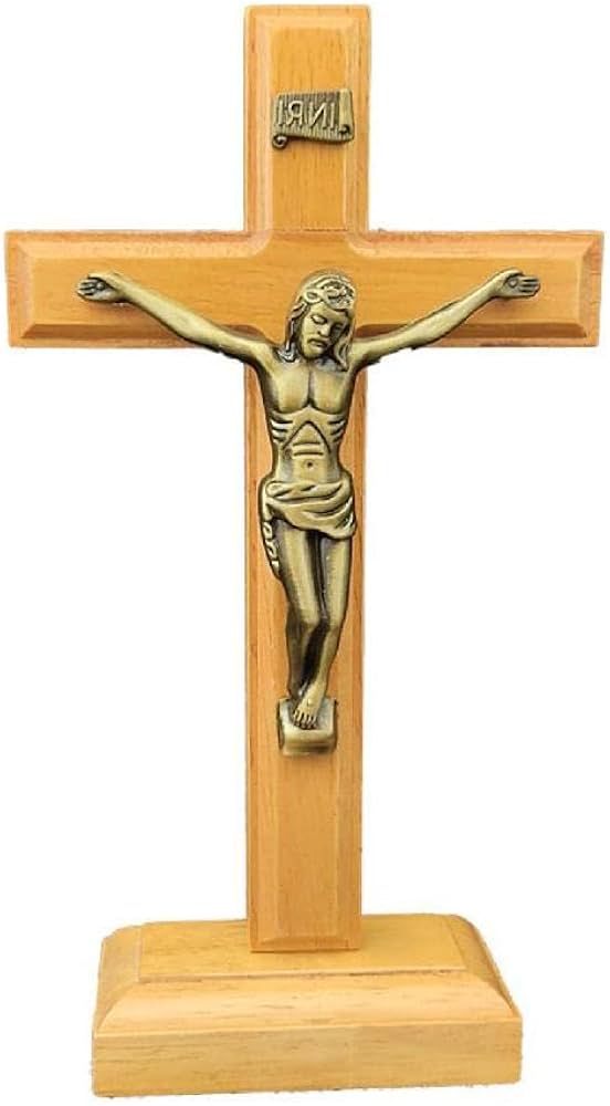 Amazon.co.jp: テーブル木製カトリックイエスクロススタンド付き宗教