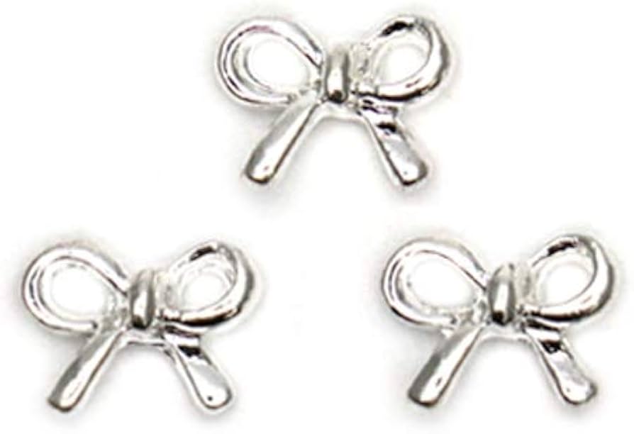 Amazon | ネイルパーツ リボン シルバー パーツ 5個 リボン ボウタイ