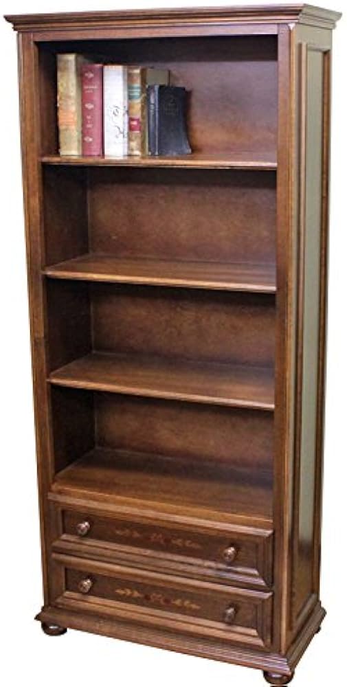 Amazon｜イタリア製 ブックケース 本棚 象嵌 完成品 ブラウン 木製