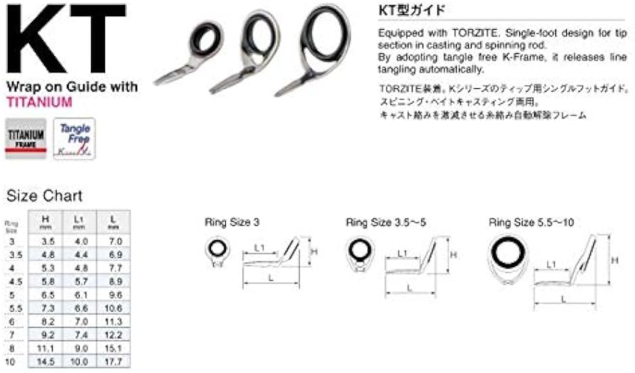 Fuji T-KTTG Size 8 Rod Guide Torzite Titanium K Frame x 1 Piece