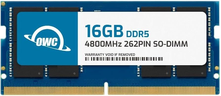 OWC 16GB DDR5 4800 PC5-38400 CL40 1Rx8 262-pin 1.1V SODIMM Memory