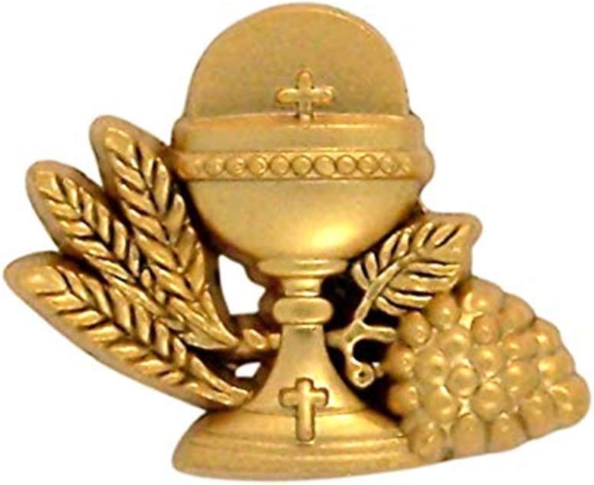 Amazon.com: Needzo Gold Tone IHS Chalice First Communion Lapel Pin
