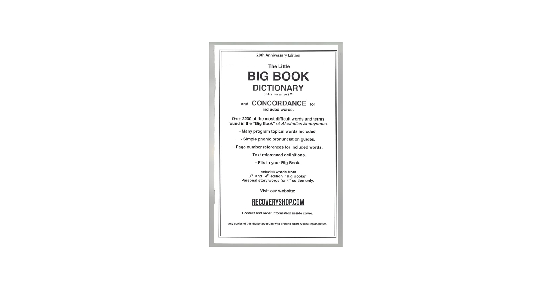 The Little BIG BOOK DICTIONARY and CONCORDANCE By Lyle P. Parkins
