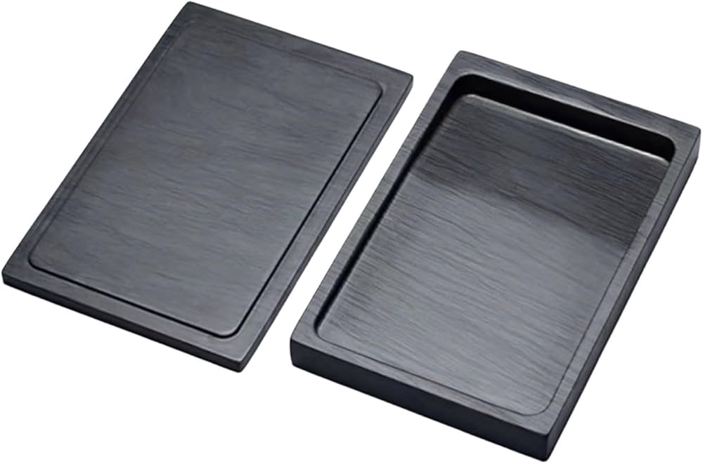 文房具】書道具『中国 菊花石硯 天然石』縦18cm 横11cm 厚最大3.5