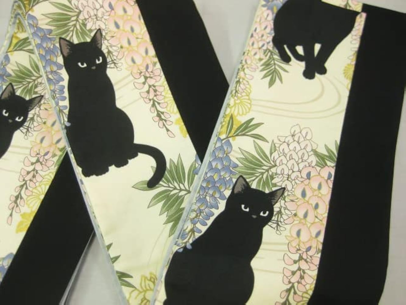 Amazon | 日本製 ねこ ネコ 猫 半幅帯 細帯 四寸帯 藤にねこ柄