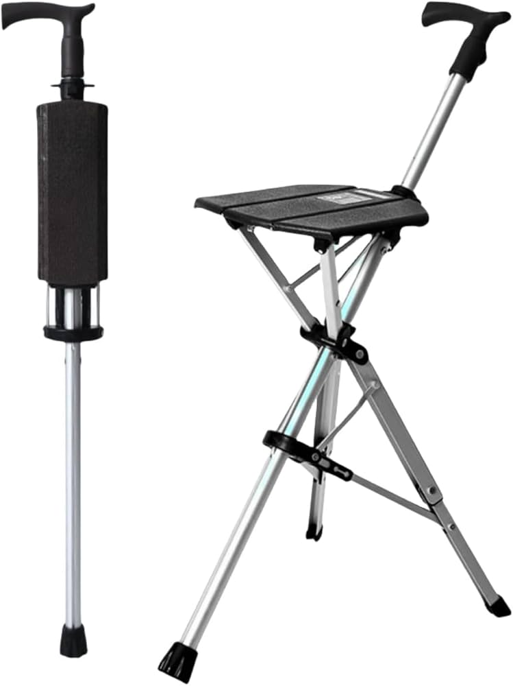 Amazon.co.jp: Deerou 2 in 1 折りたたみ杖 ステッキチェア 多機能ワン