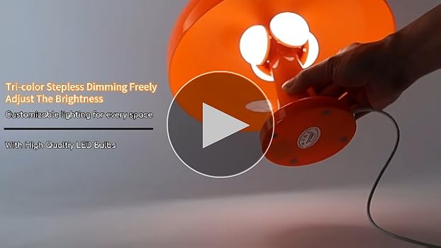 Retro Orange Mushroom Lamp for Bedroom Nightstand Mid Century