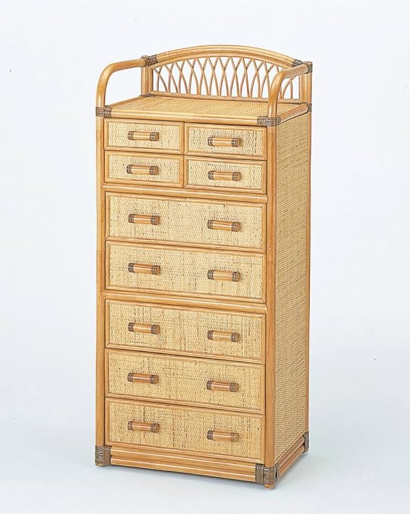 ラタン籐チェスト 家具 5段 タンス レトロ アンティーク ラタン5段