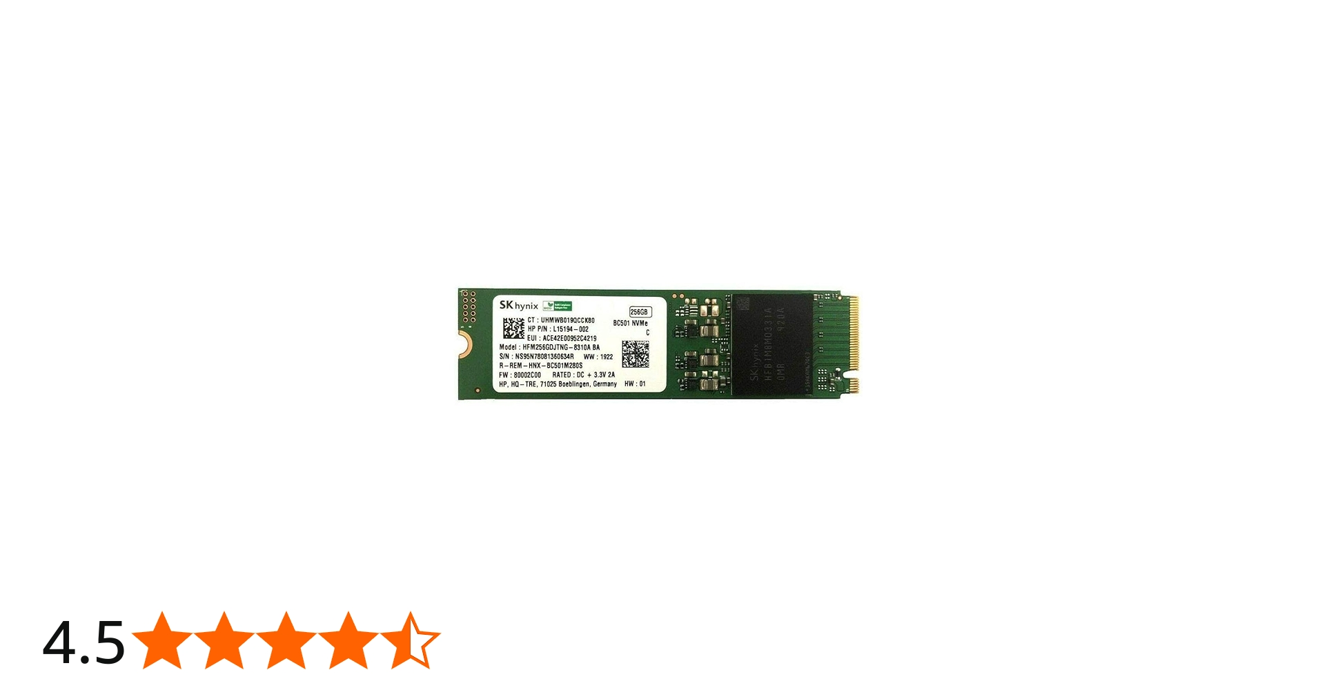 CUK Hynix BC501 256GB M.2 2280 PCIe NVMe Internal Solid State