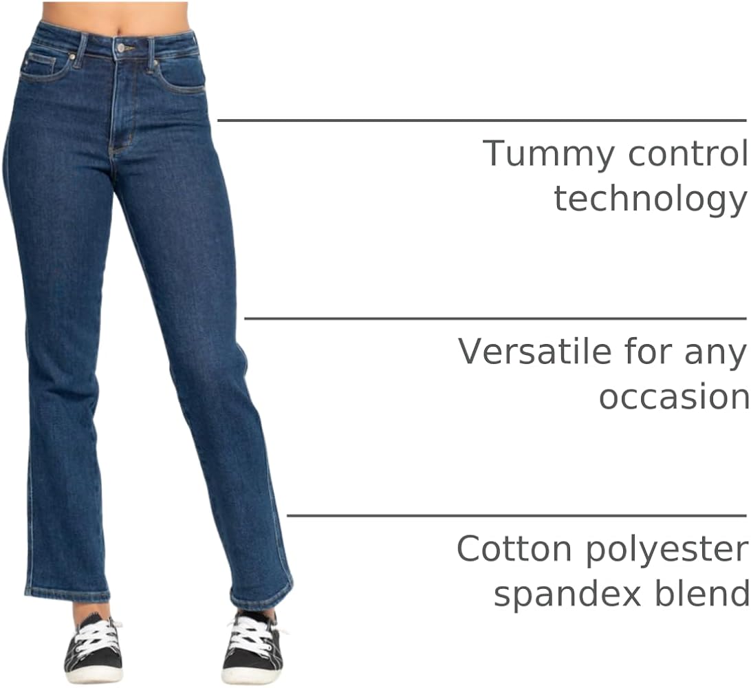 Judy Blue Women's High Waist Tummy Control Classic Straight Jeans