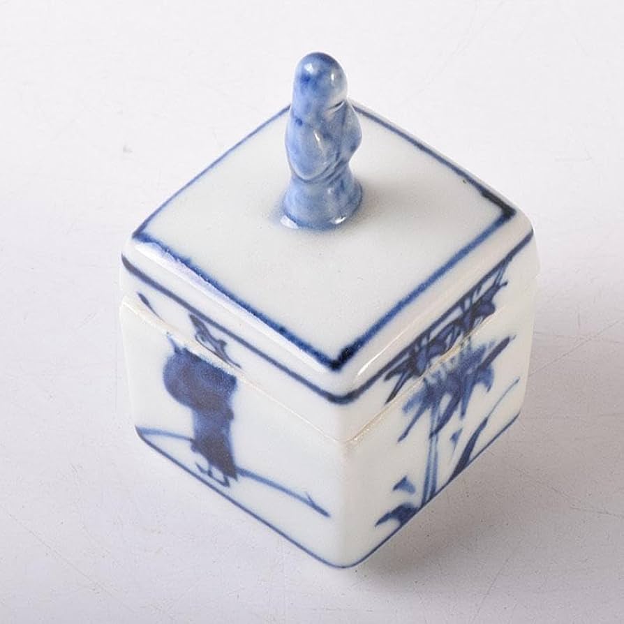 Amazon.co.jp: 茶道具 京焼 平安 橋本龍岳造 染付 有馬筆 香合 共箱 V