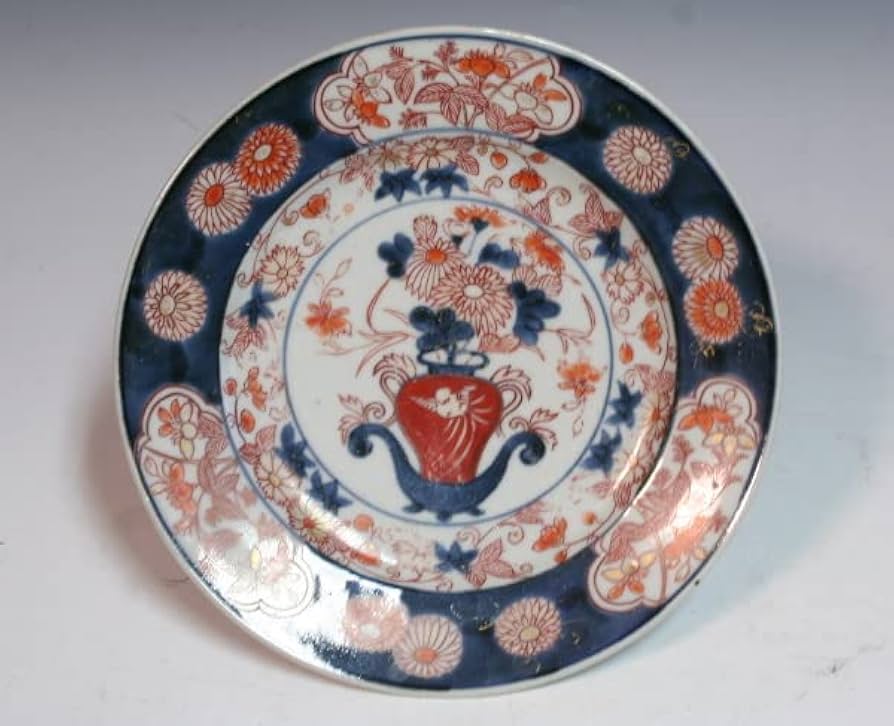 Amazon.co.jp: *華**古伊万里/色絵花籠文七寸皿/江戸時代(食器鑑賞物