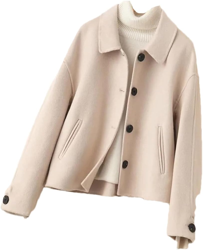 Amazon.com: Hdhdeueh Womens Wool Coat Short Woolen Jacket Cardigan
