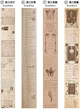 Amazon | 海外 マスキングテープ 珍しい ◇幅5cm 8種類◇ 透ける 英語