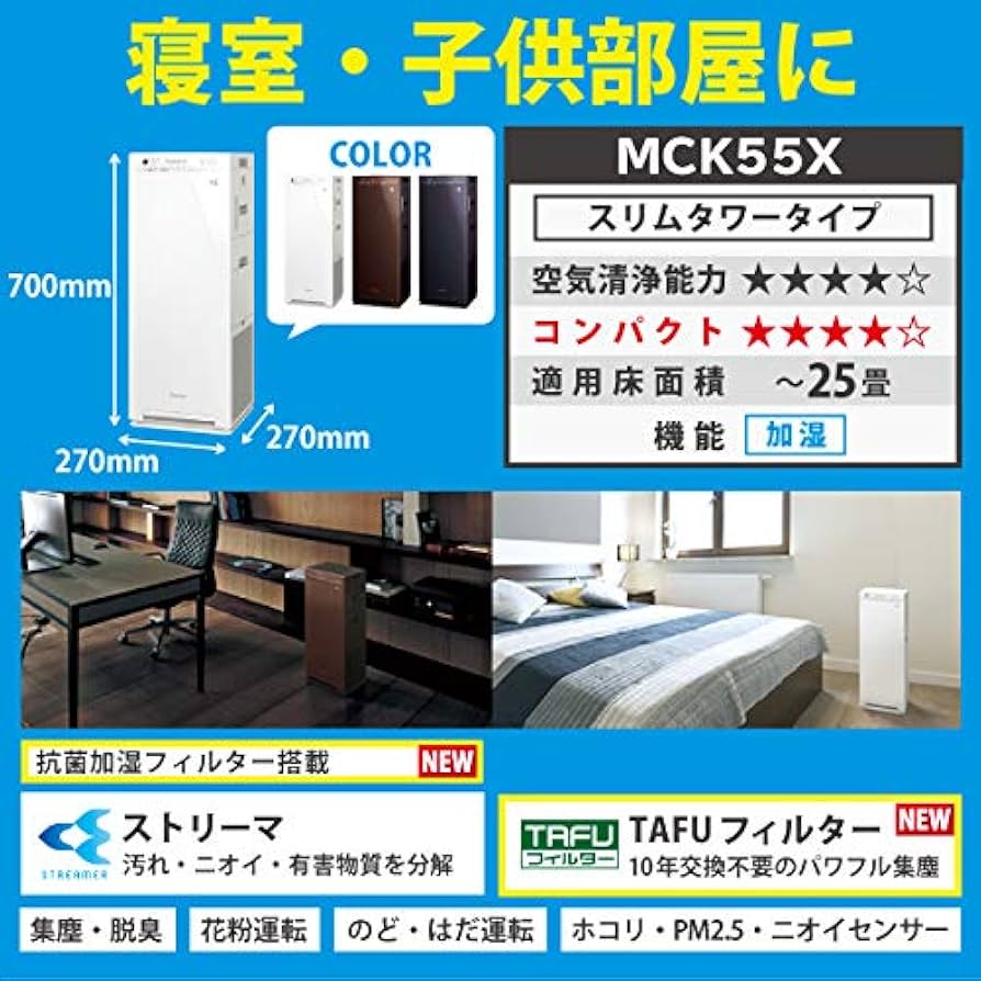 Amazon | ダイキン DAIKIN 加湿ストリーマ空気清浄機 ホワイト MCK55X