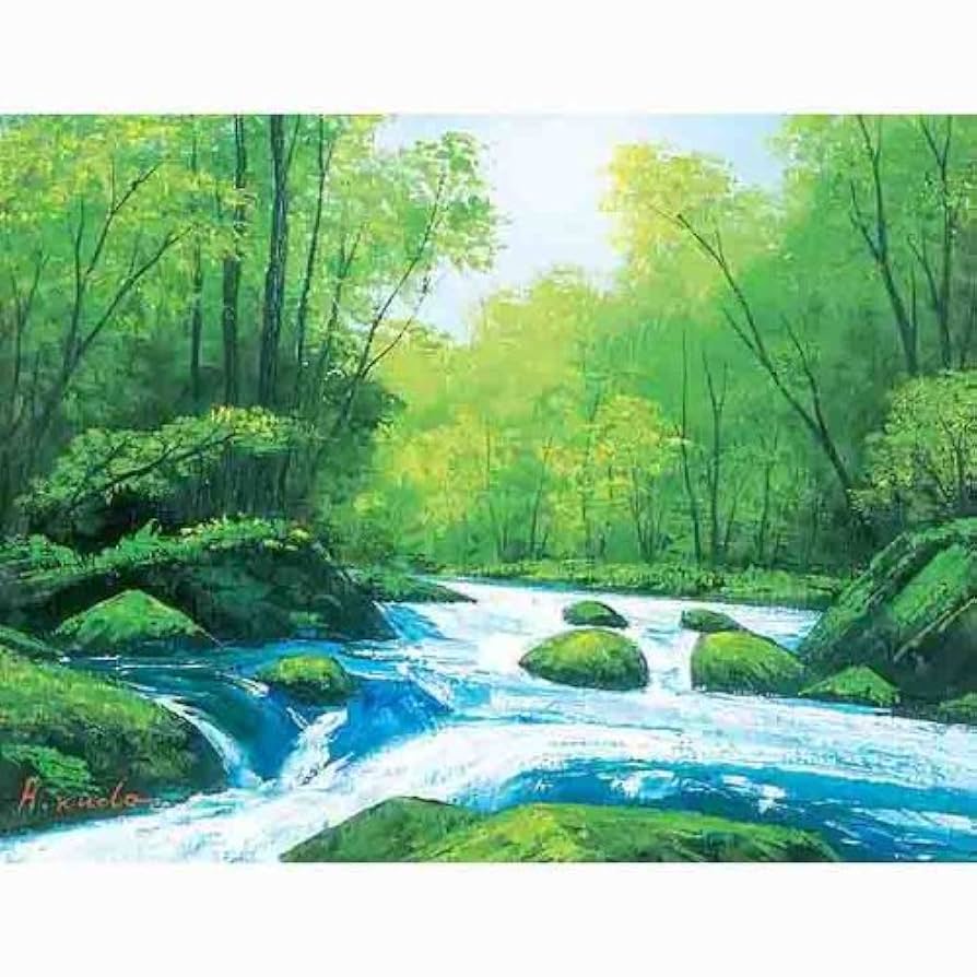 油絵 菅家令子 絵 絵画インテリア額付(青緑＋金色の枠)F4-080614 女性