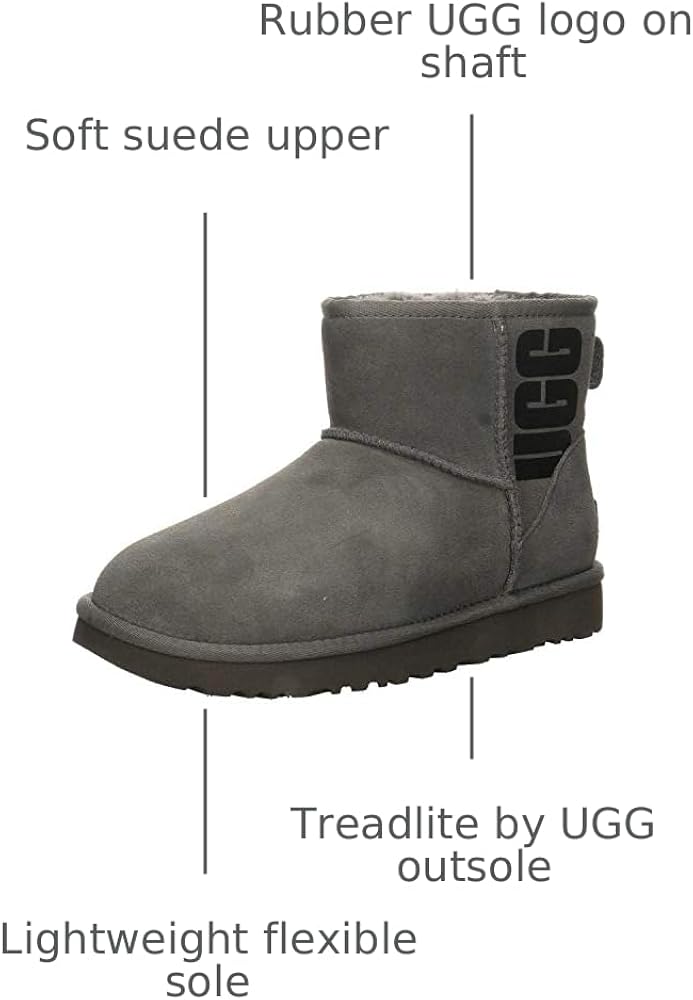 Amazon.com | UGG Women's Classic Mini Rubber Logo Fashion Boot