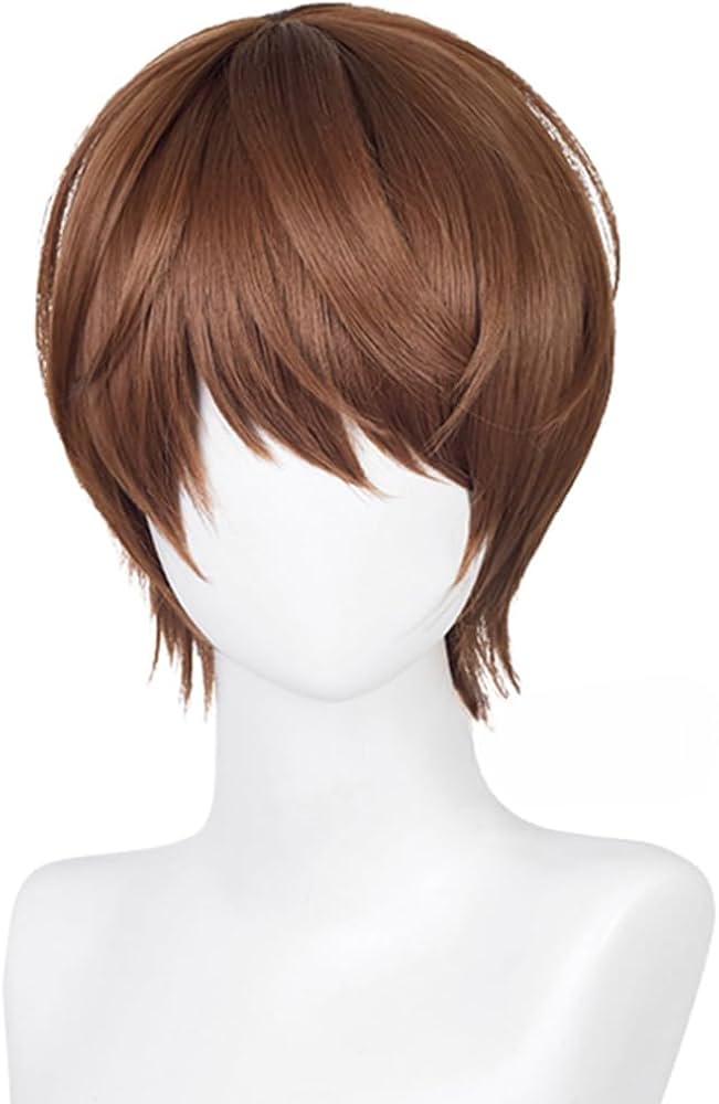 Amazon.co.jp: LAOBAO コスプレ ウィッグ 夜神月 ボブ 茶色 かつら