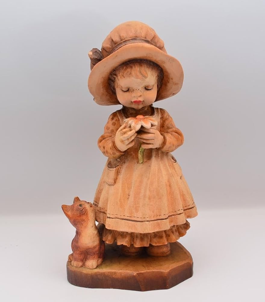 希少 ANRIアンリ サラ・ケイ【Let's Play】木彫り人形約16.5cm Anri