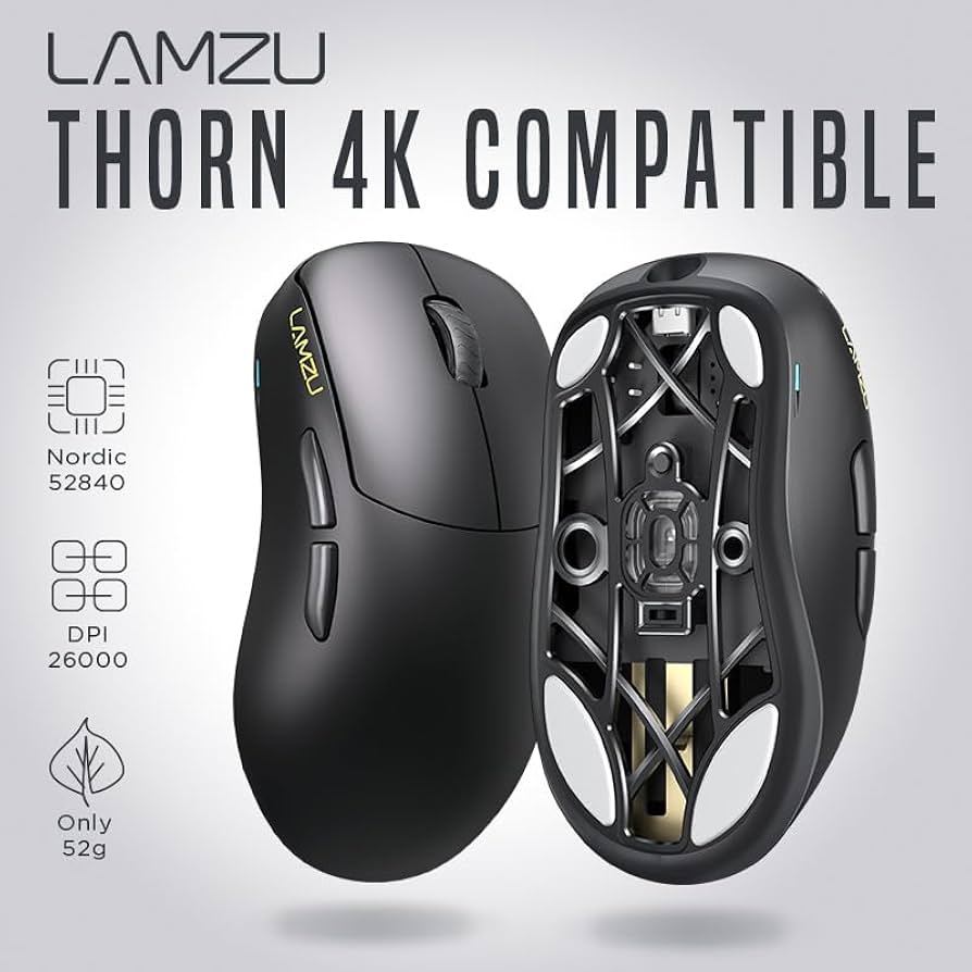 Amazon.co.jp: Lamzu Thorn ゲーミングマウス Charcoal Black 軽量52g