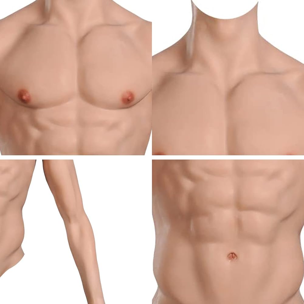 Amazon.co.jp: [EQAIWUJIE] 偽胸筋 筋肉スーツ 腕のあるシリコーン胸筋