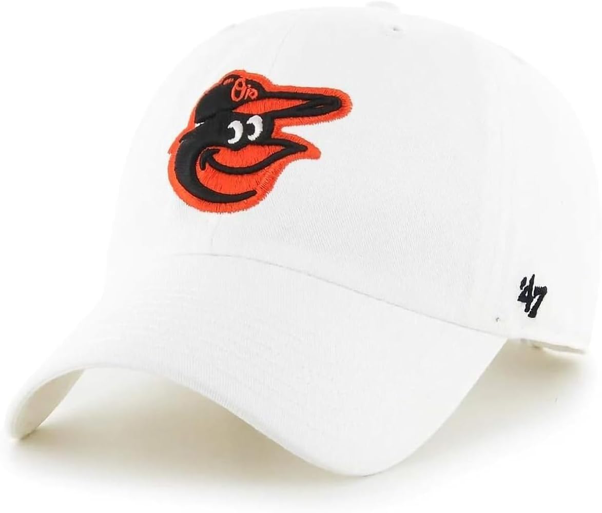 Amazon.com: 47 Baltimore Orioles White Mascot Primary Logo Clean