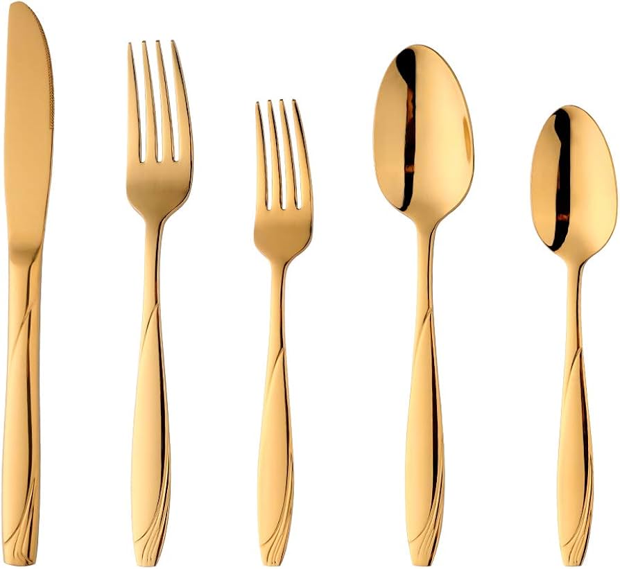 Amazon | Do Buy カトラリーセット 5本セット ゴールド 洋食器 18-8