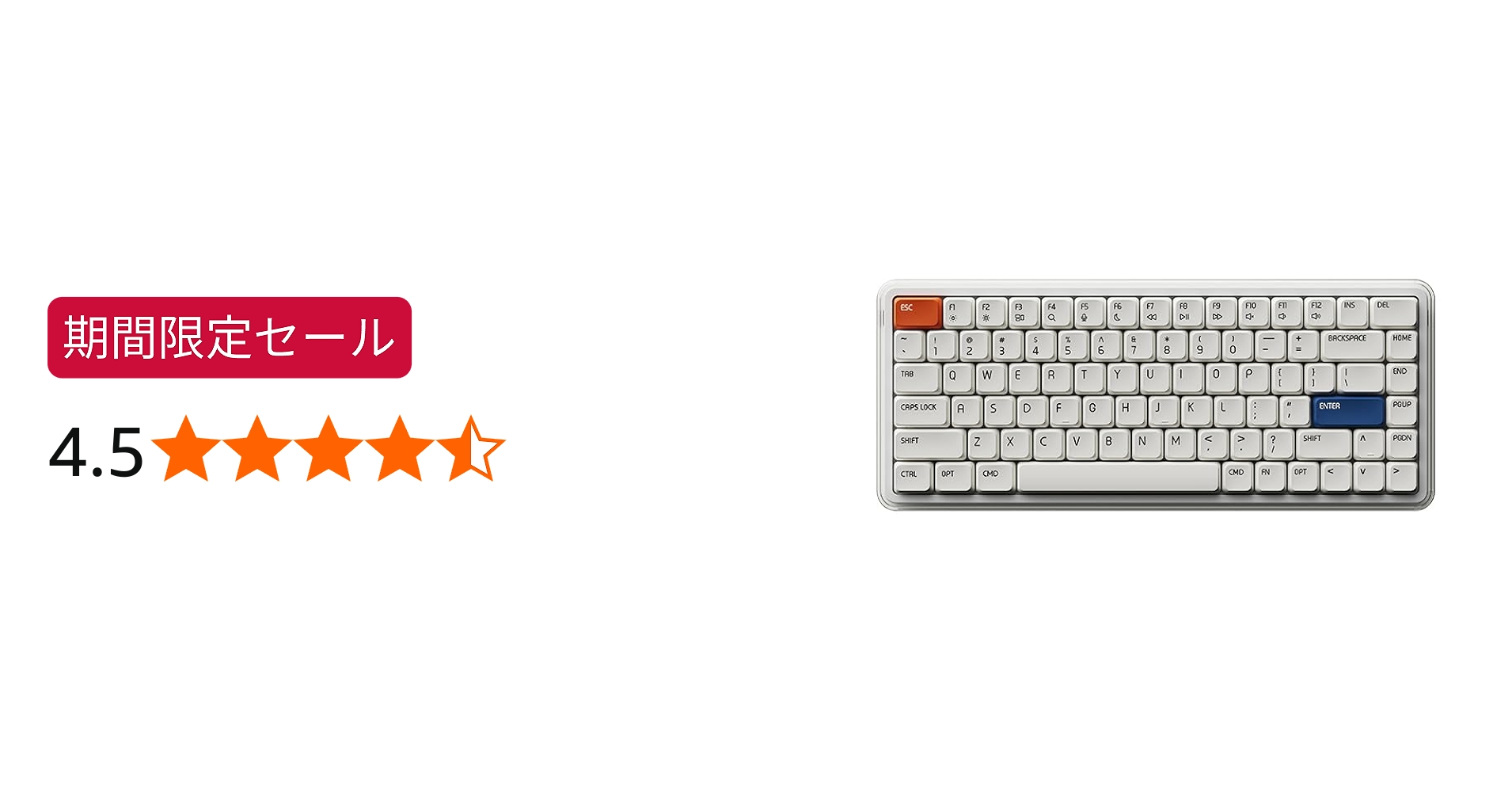 Amazon | MelGeek O2 ワイヤレスメカニカル静音キーボード、US英語配列