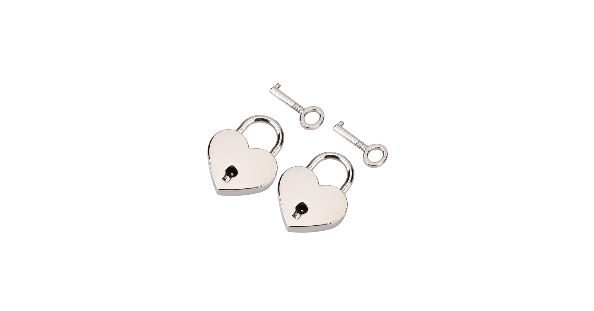 2Pcs Silver Heart Lock with Key Heart Padlock Small Vintage
