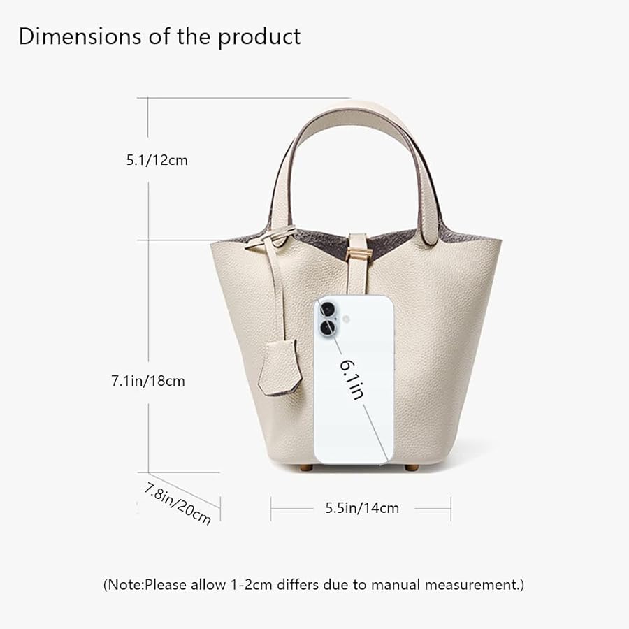 Amazon.com: Genuine Leather Lock Design Bucket Bag Vegetable