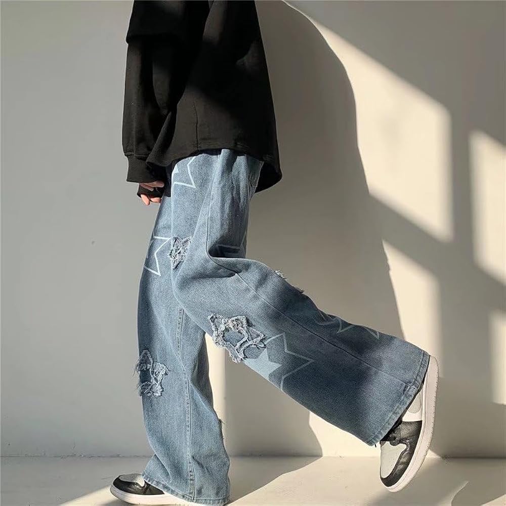Baggy Jeans Y2K Emo Denim Pant Star Patchwork Hippie Cargo Gothic