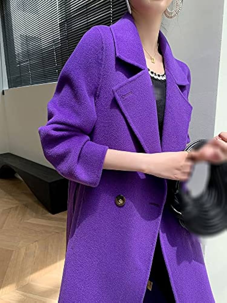 Amazon.co.jp: ロング両面ウールコート女性の秋と冬の韓国の