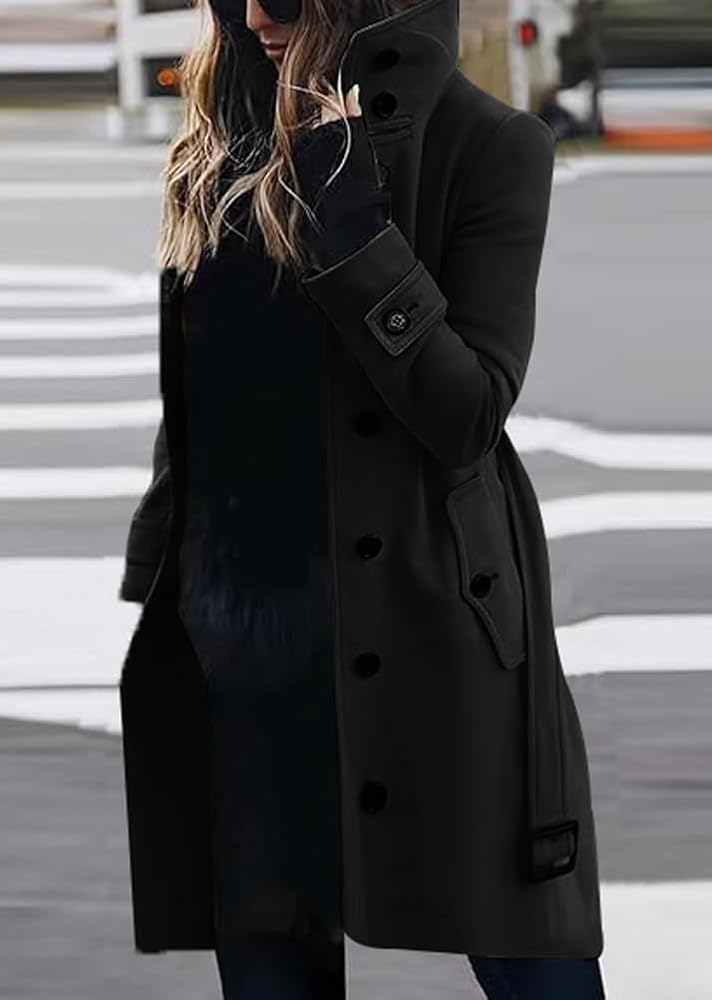 Amazon.com: chouyatou Women's Single Breasted Stand Collar Wool