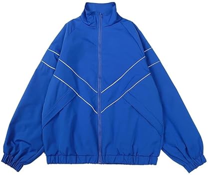 Amazon.com: Y2K Stand Collar Jacket Preppy Oversize Long Sleeve