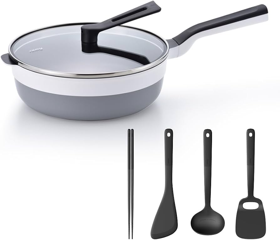 Amazon｜remy レミパンプラス ツール4種セット 24cm (ホワイト) 深型