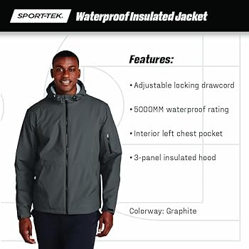 SPORT-TEK Unisex Waterproof Insulated Jacket | Warm Zip Up Jacket