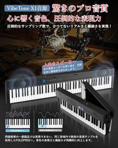 Longeye - 電子ピアノ 88鍵盤 折りたたみ式 FOLD PRO2+ の評価