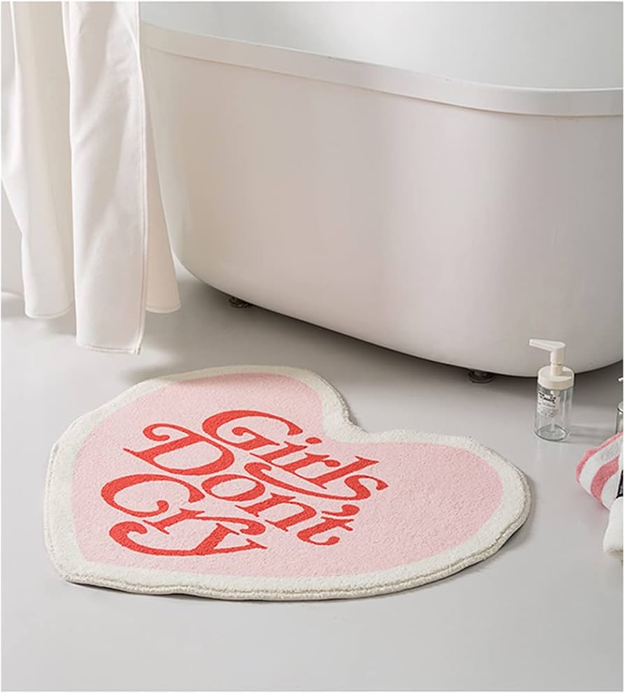 Amazon.co.jp: Girls Don't Cry バスルームラグ ピンク 英字 FUUNY