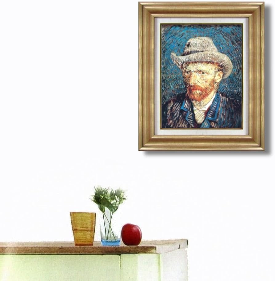 Amazon.co.jp: ゴッホ 灰色のフェルト棒の自画像 F6号 複製画 人物画