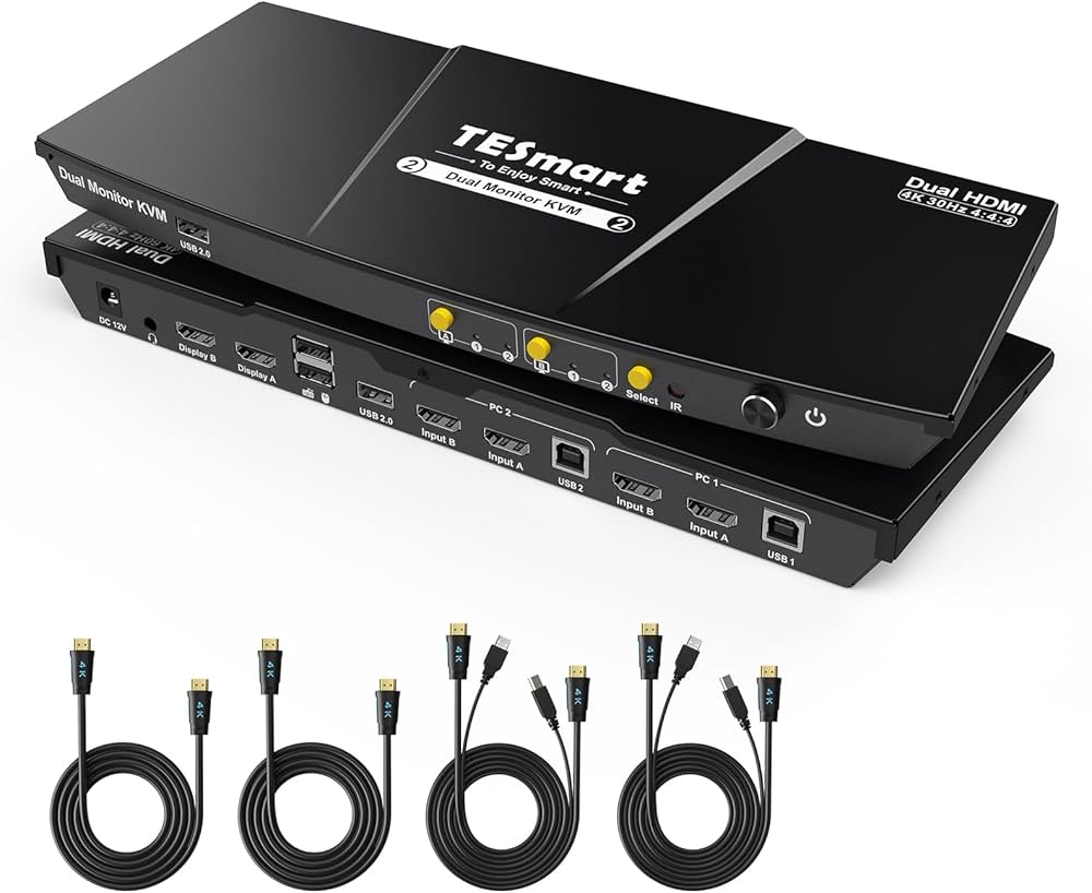 Amazon.co.jp: TESmart PAP KVMスイッチ モニター2台 コンピューター